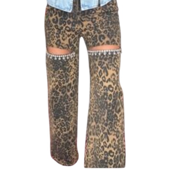 **NWT** blue b. Bedazzled Wide Leg Animal Print Pant - Picture 1 of 6